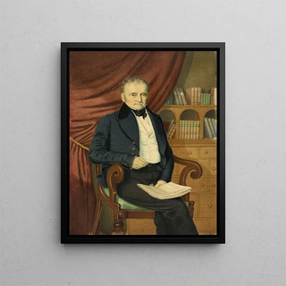 Portrait of a seated man with a newspaper - Adolphus H. A. Wing — framed artwork on a wall
