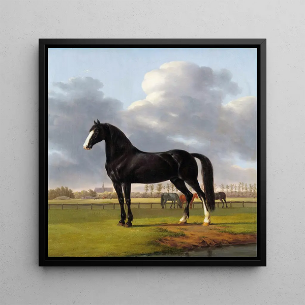 Adriaan van der Hoops Trotter De Vlugge dans un pré - Anthony Oberman — framed artwork on a wall