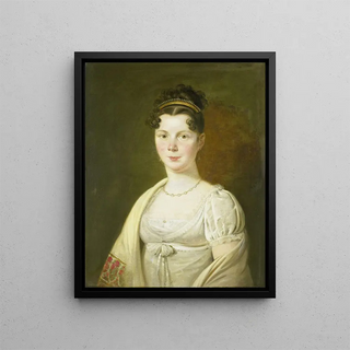 Portrait of Wilhelmina Maria Haack 1786-1857 fourth wife of Gerrit Verdooren - Adriaan de Lelie — framed artwork on a wall