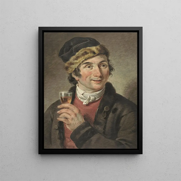 Portrait Painting of Adriaan de Lelie wearing a cap - Adriaan de Lelie — framed artwork on a wall