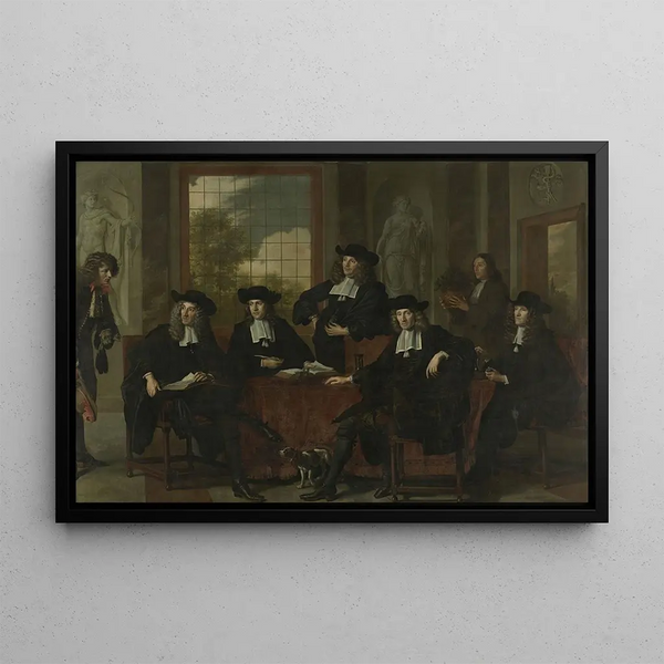 Les surintendants du Collegium Medicum à Amsterdam 1683 - Adriaen Backer — framed artwork on a wall