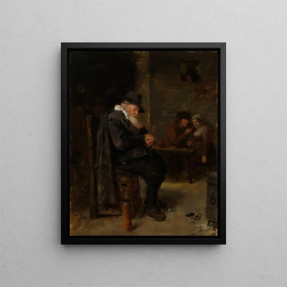 An Old Man in a Tavern - Adriaen Brouwer — framed artwork on a wall