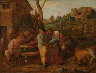 Card game scene in front of a country tavern - Adriaen Brouwer — artwork view