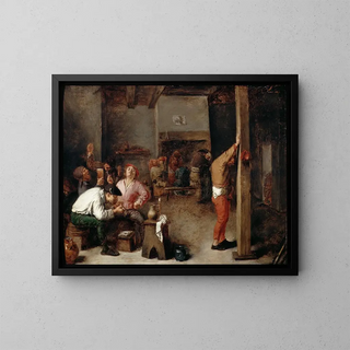 Interior of a Tavern - Adriaen Brouwer — framed artwork on a wall
