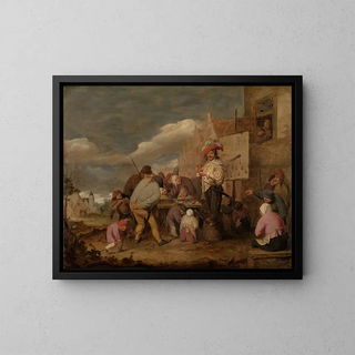 The Charlatan Doctor - Adriaen Brouwer — framed artwork on a wall