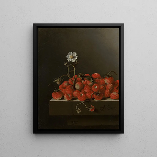 Nature morte aux fraises des bois - Adriaen Coorte — framed artwork on a wall