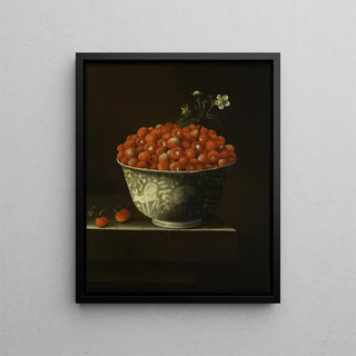 Strawberries in a Bowl Wan Li - Adriaen Coorte — framed artwork on a wall