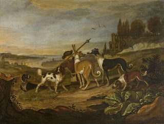 Hunting Dogs in the Landscape - Adriaen Cornelisz Beeldemaker — artwork view