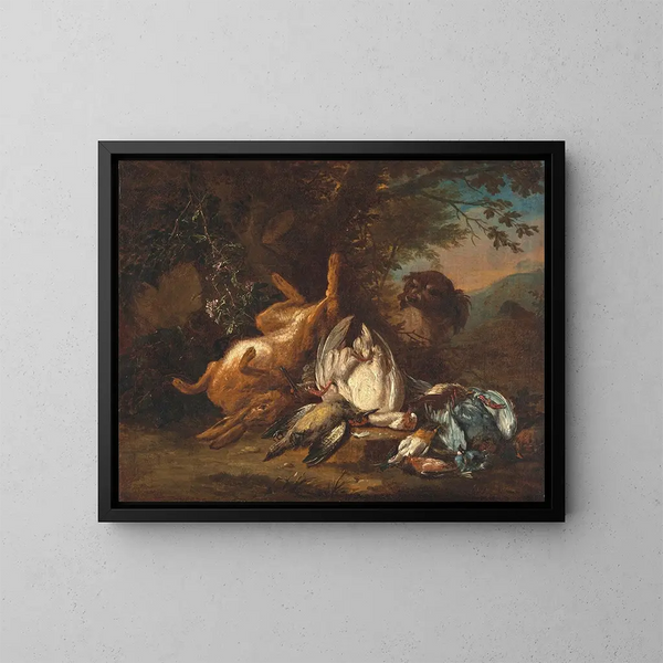 Nature morte au gibier - Adriaen de Gryef — framed artwork on a wall