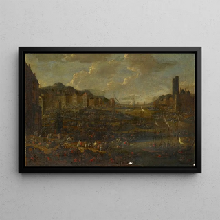 Port maritime II - Adriaen Frans Boudewijns — framed artwork on a wall