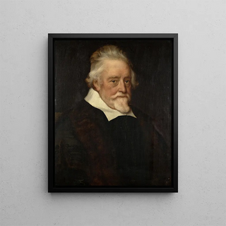 Portrait of Nanning van Forest at 84 years old - Adriaen Hanneman — framed artwork on a wall