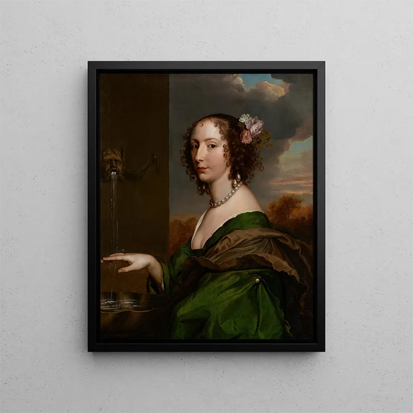 Portrait of Countess of Carlisle known as Lucy Percy - Adriaen Hanneman — framed artwork on a wall