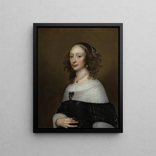 Portrait of a Woman - Adriaen Hanneman — framed artwork on a wall