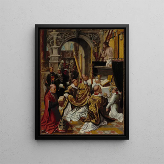 La messe de saint Grégoire le Grand - Adriaen Isenbrandt — framed artwork on a wall