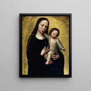 The Virgin Mary with the Child Jesus in shirt - Adriaen Isenbrandt — framed artwork on a wall