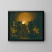 The Peasants Extinguishing a Village Fire at Night - Adriaen Lievensz van der Poel — framed artwork on a wall