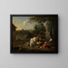 Shepherds resting with their flock and travelers near a well - Adriaen Oudendijk — framed artwork on a wall