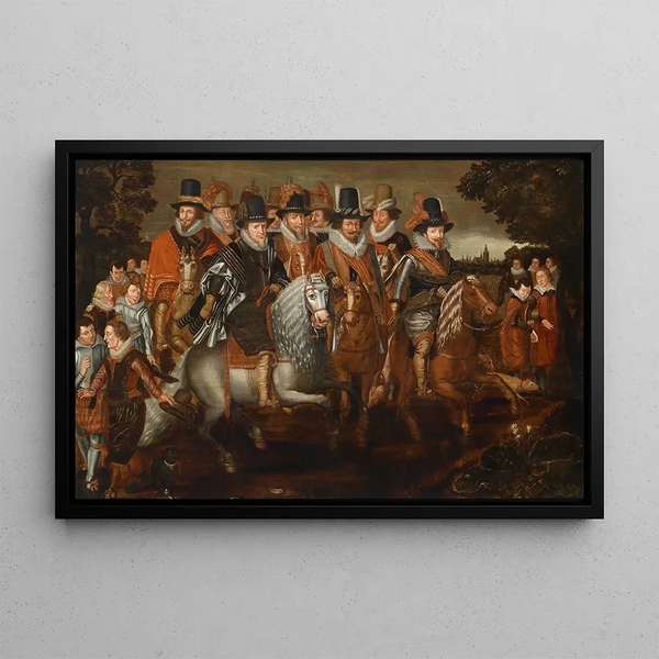 Cavalcade of the Princes of Nassau - School of Adriaen Pietersz van de Venne — framed artwork on a wall
