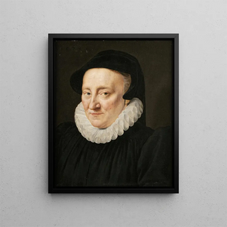 Portrait of an elderly lady - Adriaen Thomasz Key — framed artwork on a wall