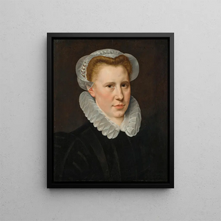 Portrait of a Young Woman - Adriaen Thomasz Key — framed artwork on a wall