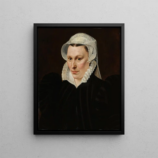 Portrait of Magdalena Plantin - Adriaen Thomasz Key — framed artwork on a wall
