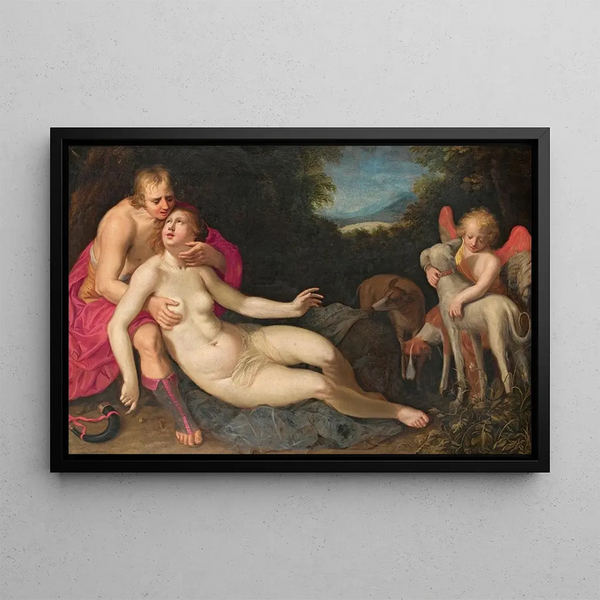Mars and Venus - Adriaen van Nieulandt — framed artwork on a wall