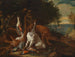 Landscape painting with hunting still life - Adriaen de Gryef — artwork view