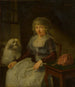 An elderly woman with her dog - Adriaen de Lelie — artwork view