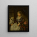 An elderly woman with her dog - Adriaen de Lelie — framed artwork on a wall