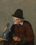 a man holding a mug and a glass - Adriaen van Ostade — artwork view