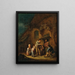 a farmyard with children and peasants listening to a hurdy-gurdy player - Adriaen van Ostade — framed artwork on a wall