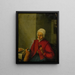 A woman holding a jug and a cup - Adriaen van Ostade — framed artwork on a wall