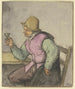 a farmer sitting at a table with a glass on the left - Adriaen van Ostade — artwork view