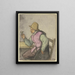 a farmer sitting at a table with a glass on the left - Adriaen van Ostade — framed artwork on a wall