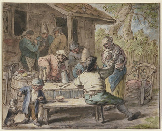 Peasants with Children in Front of a House - Adriaen van Ostade — artwork view