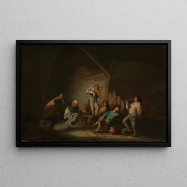 Dancing couple - Adriaen van Ostade — framed artwork on a wall