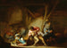 Interior painting with figures drinking and crying children - Adriaen van Ostade — artwork view