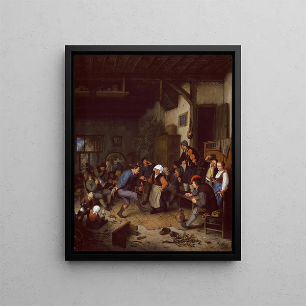 Les fêtards à l'auberge - Adriaen van Ostade — framed artwork on a wall