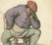 a seated man with his left foot on a stove - Adriaen van Ostade — artwork view