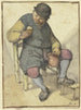 Farmhouse painting of a seated figure facing forward with a jug and a glass - Adriaen van Ostade — artwork view