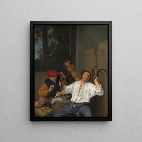 The Merry Drinkers - Adriaen van Ostade — framed artwork on a wall