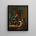 Two peasants smoking, drinking, and reading in an inn - Adriaen van Ostade — framed artwork on a wall