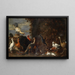 Farmyard with peacock, turkey, and ducks - Circle of Adriaen van Utrecht — framed artwork on a wall