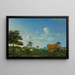 a cow, sheep, and goats in a meadow with a sleeping shepherd - Adriaen van de Velde — framed artwork on a wall
