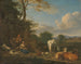 Landscape painting with shepherds and resting animals - Adriaen van de Velde — artwork view