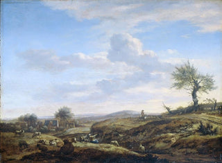 Landscape painting with a large road - Adriaen van de Velde — artwork view