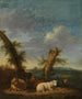 Landscape painting with sheep and a sleeping shepherd - Adriaen van de Velde — artwork view