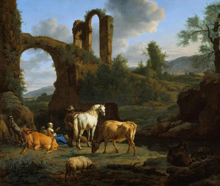 Landscape painting with ruins - Adriaen van de Velde — artwork view