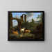 Landscape painting with ruins - Adriaen van de Velde — framed artwork on a wall