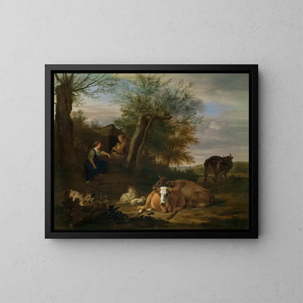 The Flute Player - Adriaen van de Velde — framed artwork on a wall